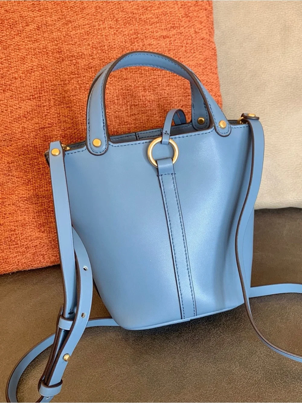 Tory Burch Blue Miller Mini Bucket Bag